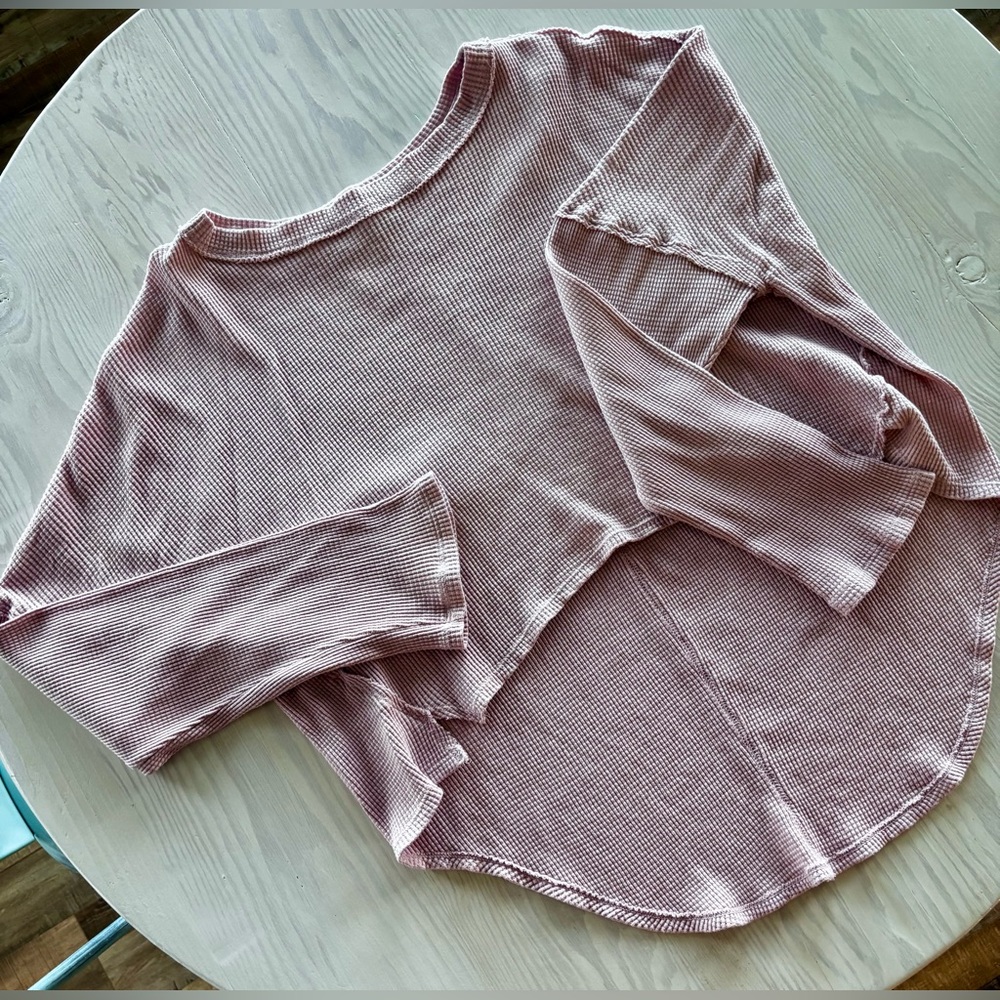 SIVA Cropped High Low Pink Thermal Top Size Med
